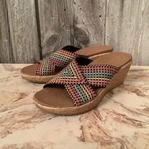 Skechers Women's Luxe Foam Cork Wedge Sandals Size 6